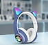 Karler  STN-28 Mikrofonlu LED Işıklı Kulak Üstü Kedi Bluetooth Kulaklık Mavi