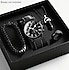 Geneva  sıfır kapalı kutu saat seti erkekler için 4'lü saat seti kolye, saat, yüzük, bilezik
