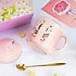 Hediyelik Kupa Bardak Pembe Renk, Seramik, Altın Baskılı, 400 ml mermer kahve kupası, seramik, altın baskılı