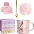 Hediyelik Kupa Bardak Pembe Renk, Seramik, Altın Baskılı, 400 ml mermer kahve kupası, seramik, altın baskılı