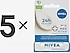 5 ADET x NIVEA Med Repair Dudak Bakım Kremi, 24 Saat Nem,Doğal Yağlar ile Çatlamış Dudak Bakım,SPF 15 (4,8 ml)