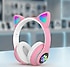 Karler  STN-28 Mikrofonlu LED Işıklı Kulak Üstü Kedi Bluetooth Kulaklık Pembe
