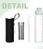 1 litre cam içecek şişesi, paslanmaz çelik süzgeçli ve pipetli 1000 ml şişe, filtreli, neopren kılıflı FARKLI RENK OPS.