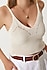 Kadın Bej Örgü Crop Top Askılı Yazlık Büstiyer Bluz