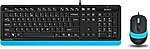 A4 Tech F1010 Siyah-Mavi Kablolu Klavye Mouse Seti
