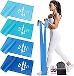 Fitnes Direnç Bandı 4'lü Set Jimnastik Bandı + Taşıma Çantası Mavi Renk