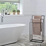 Ayaklı Havlu Askısı, Siyah Paslanmaz Çelik Havlu Askısı, 3'lü Havlu Askısı, Paslanmaz Çelik Yapışkan Duvar Kancası