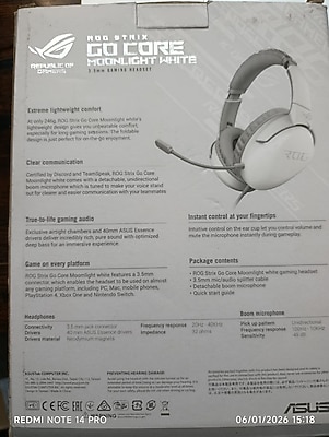 Asus ROG Strix GO Core Beyaz 7.1 Kablolu Kulak Üstü Oyuncu Kulaklığı