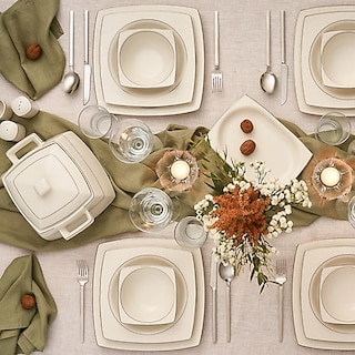 Emsan Oya Porselen 60 Parça 12 Kişilik Kare Yemek Takımı