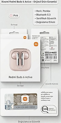 Xiaomi Redmi Buds 6 Active - Pembe | %100 Orijinal, Doğrulanabilir & Sıfır Kutulu