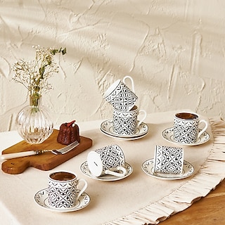 Emsan Verano New Bone 6 Kişilik Kahve Fincan Takımı 90 ml Siyah