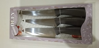 3 lü çelik bıçak seti sıfır orjinal kutusunda 