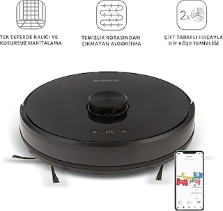 Homend Alex Laser 1282H Moplu ve Haritalamalı Akıllı Robot Süpürge Siyah