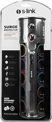 S-link PRZ01 PrizHive 3M 1860 Joule 1.5mm 1 Usb 1 TypeC 2.1A/5V 16A 250V 3680W 10lu Akım Korumalı Priz