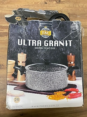 Taç Ultra Granit Derin Tencere 26 cm Gri