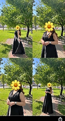 Siyah saten uzun abiye