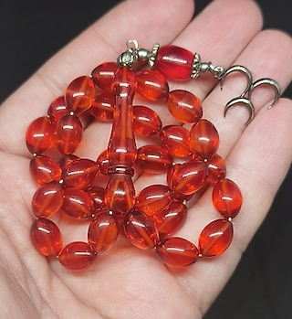 Sıfır Ürün Eski Yapım eski döküm ateş kehribar tesbih