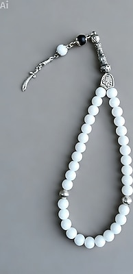 Beyaz Oniks Doğal Taş Tespih