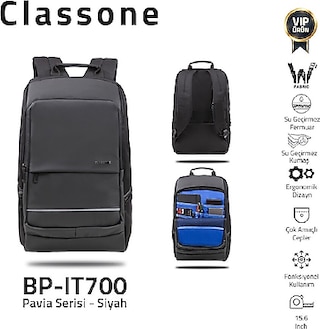 Classone Pavia BP-IT700 Siyah 15.6" Laptop Sırt Çantası