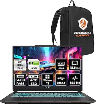 Msı Cyborg 15 Intel Core I5-13420H 64GB 4tb SSD RTX4060/8GB 15.6" Fhd 144Hz W11P Taşınabilir Bilgisayar