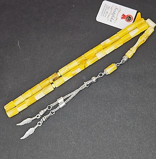 Sarı Damla kesme tesbih