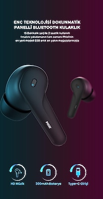 Phixi Force S50 ENC Dokunmatik Panelli Bluetooth Kulaklık
