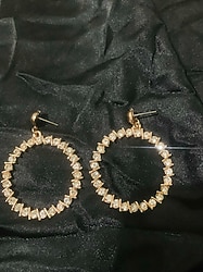 Taşlı gold çelik küpe