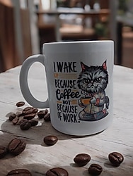 Kedi temalı porselen kupa fincan.