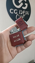 -sıfır ürün- hakiki deri kişiye özel benzinli çakmak kılıfı ve çakmak