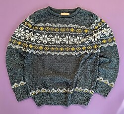 Gerçek 90’lar Vintage Kazak (Stoney Brook etiketiyle, o dönemin Amerikan-İskandinav esintili markalarından)