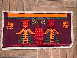 El Dokuması Anadolu Duvar Panosu/Hayat Ağacı ve Koç Figürlü (38x71 cm)