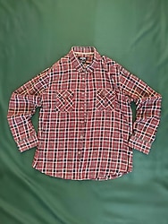 Vintage kırmızı ekose gömlek Oversize fit – Unisex Temiz kondisyon.