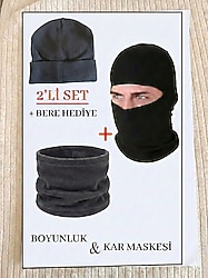 lü Kışlık Koruma Seti - Kar Maskesi + Polar Boyunluk + Bere Hediye!
