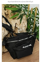 Bayan Baskılı Bel Ve Omuz Çantası. Siyah Kumaş: PARAŞÜT/DOKUMA SIFIR ÜRÜN KODU181  Kumaş İçerik: %100 Polyester  Ürün re