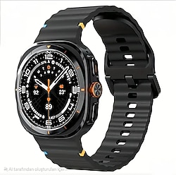 samsung galaxy watch ultra Siyah silikon kordon yanlar çizgi detaylı