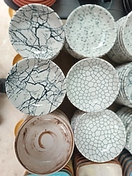 Gri ve Beyaz Desenli 5 Adet tabak