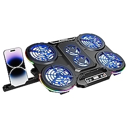 Rampage Prote R6 Rgb Işıklı 6 Fanlı Telefon Standlı USB Çoklayıcılı Yükseklik Ayarlı Notebook Soğutucu Stand