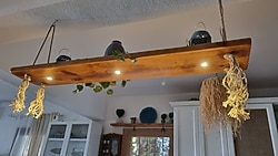 MASİF AHŞAP TİK RENGİ DEKORATİF LED SARKIT LAMBA