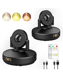 Kablosuz LED Spot Işık 2'li Paket, Şarj Edilebilir Uplights Pil Powered