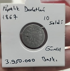 Gümüş Papalık Devletleri Eski Para 10 Soldi