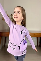 Flamingo Desenli Kız Çocuk Taytlı Takım