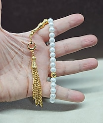 Ayyıldızlı Altın Kaplama Püsküllü tesbih