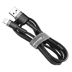 Baseus Cafule 2 m USB‑A to Lightning 1.5 A Şarj & Data Kablosu CALKLF-CG1 Gri/Siyah, Sıfır