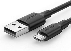 Sıfır Şarj kablosu UGREEN 2.0 A USB-A & Micro USB Data, 1 Metre, Siyah, 60136