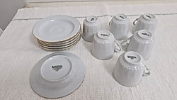 Gürol Porsolen 6 parça altın varaklı Kahve fincanı takımı ve LAV marka 6 parça çay bardağı takımı