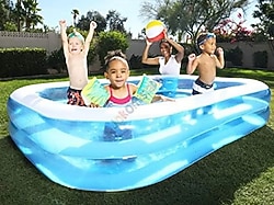 Plaj topu hediyeli Mega Boy Şişme Çocuk Havuzu 262 x 175 x 51 cm