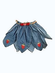 Kız Çocuk Çilek Desenli Kot Etek