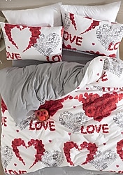 tek kişilik nevresim seti kalpli Love