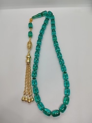 Altın Rengi Püskül Turkuaz Ateş Kehribar