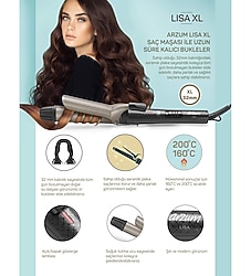 Arzum AR5028 Lisa XL Saç Maşası Seramik Plaka 32mm, 160-200° C, Siyah